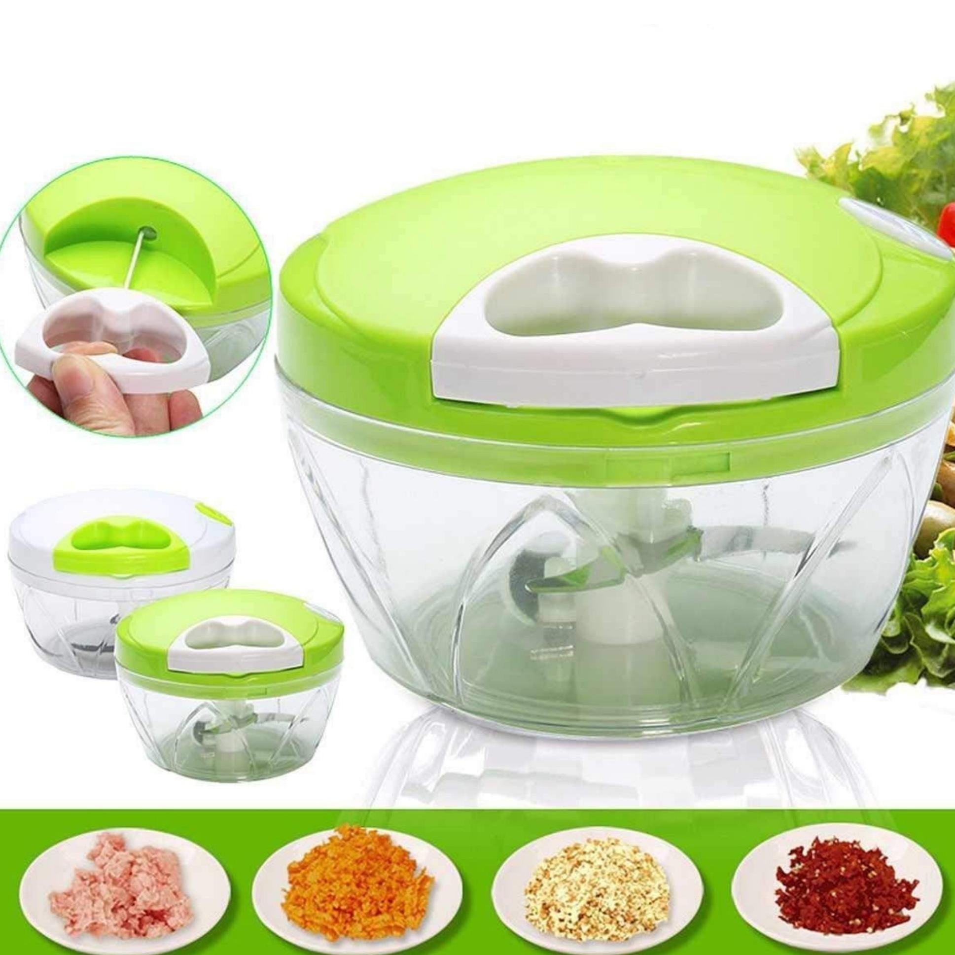 Mini Food Garlic Vegetable Grinder Chopper Mincer Crusher - Dual 420 Stainless Steel Blades