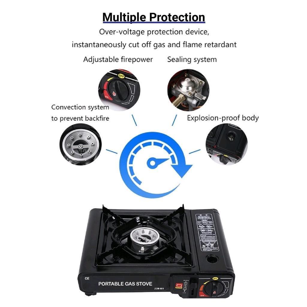 Portable Gas Stove – Single at Dual Burner na may Carry Case, Compact para sa Camping, Hiking, at Outdoor Cooking