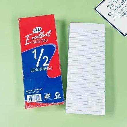 【10 Pads/Ream】Premium Quiz Pad Paper ✨ 80 Leaves per Pad | ½ Lengthwise & ½ Crosswise + ¼ Format | High-Quality, No Bleed Paper for School, Exams & Office Notes