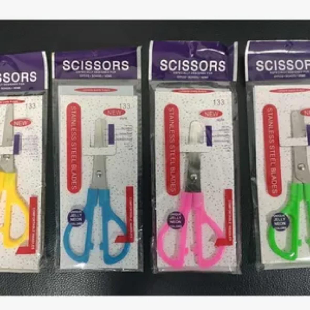#133 Multi-Purpose Household Scissors Stainless Steel Blades Assorted Colors for Crafting & Cutting