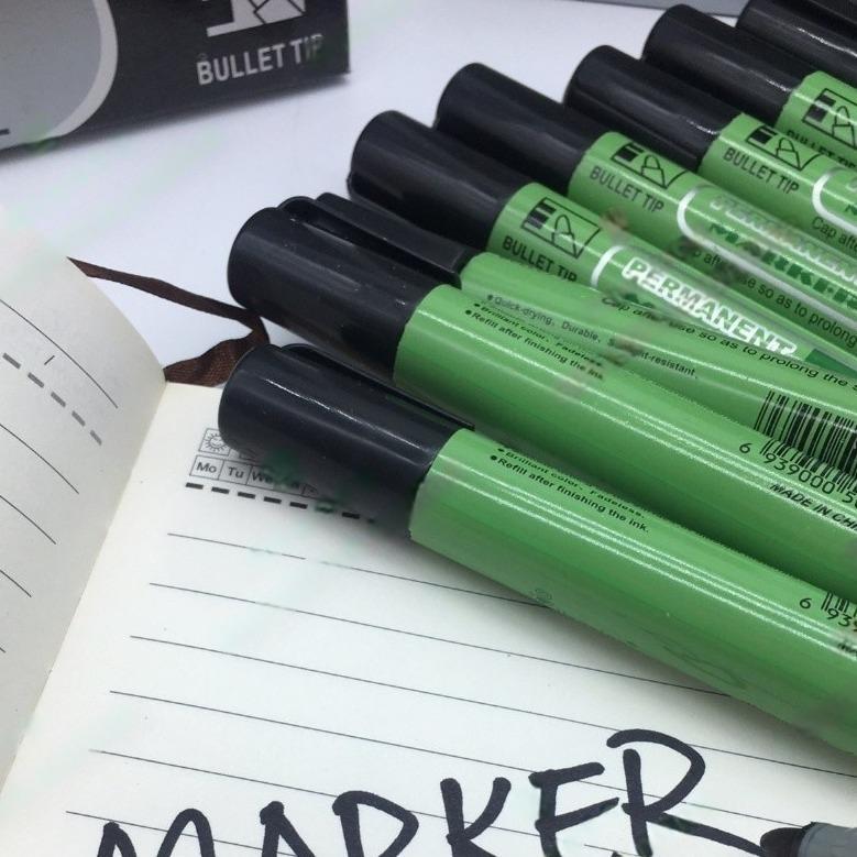 【COD Available】Jianxing Black Permanent Markers 12PK | Fine Tip, No Bleed, Quick-Dry | PH Climate Tested