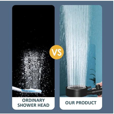 Universal 3in1 Shower Head Set with Faucet - 5-Speed Pressurized Bathroom Showerhead - Black Color