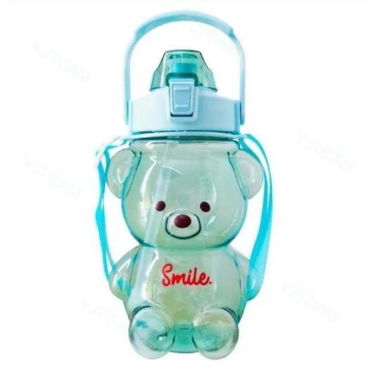 1100ml Cute Bear Water Bottle - Portable Tumbler (21cm Lightweight, Leak-Proof)