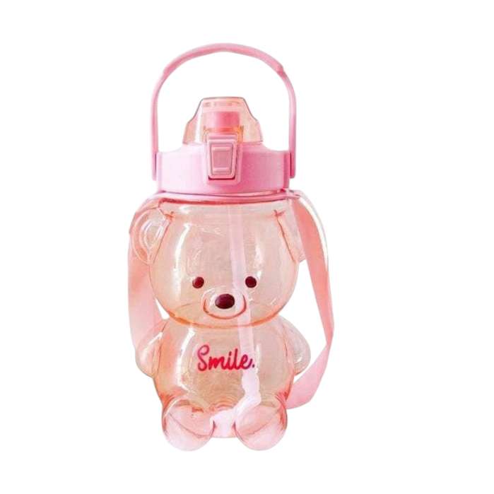 1100ml Cute Bear Water Bottle - Portable Tumbler (21cm Lightweight, Leak-Proof)