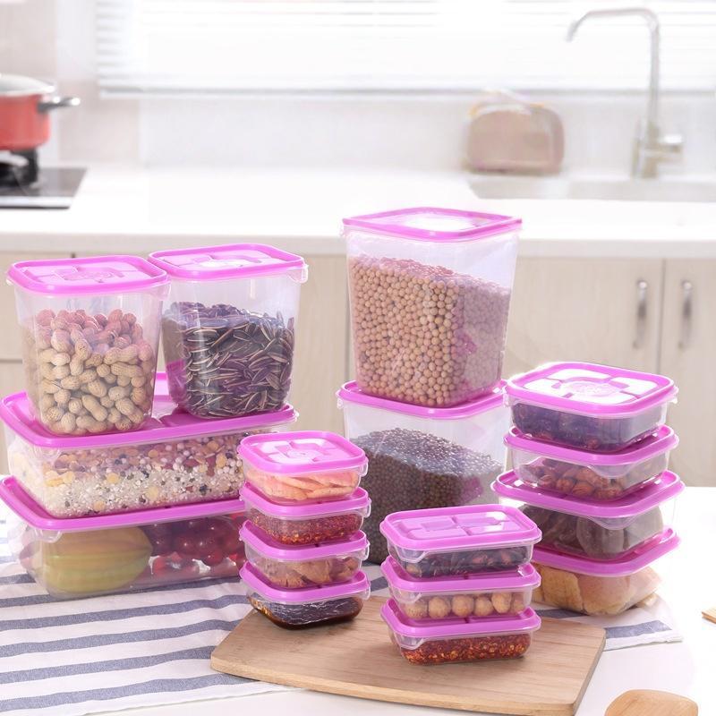 17pcs set refrigerator tupperware kitchen plastic container food storage box