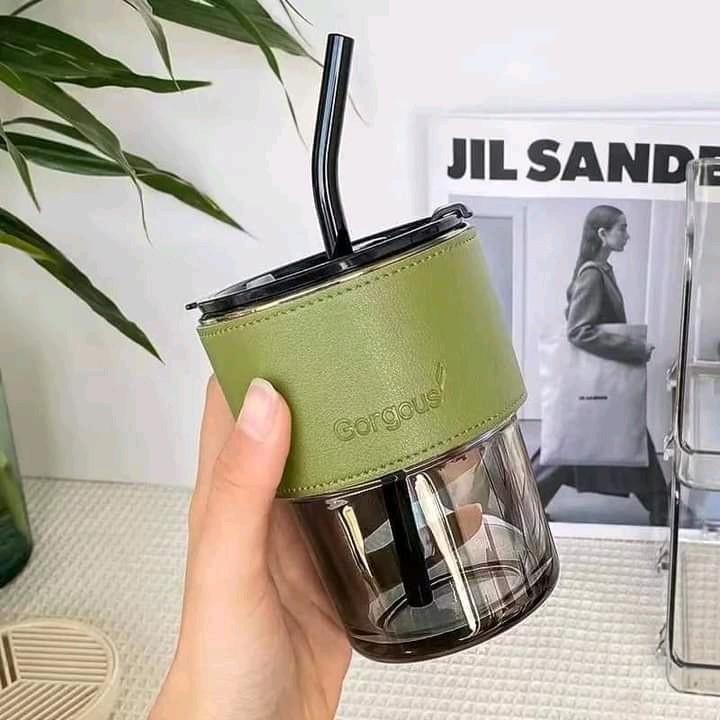 Glass Straw Cup Coffee Mug With Lid Tumbler Hot Cold Milktea Cup Water Blind box