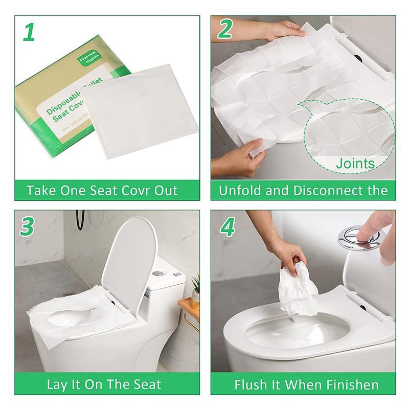 Flushable Travel Toilet Seat Covers for Adults and Kids Pack of 10 Splash Proof Design