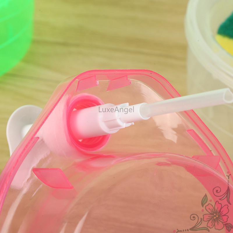 2 in 1 Round Shape Dishwashing Soap Liquid Pump Soap Dispenser with Free Sponge for Bathroom Kitchen