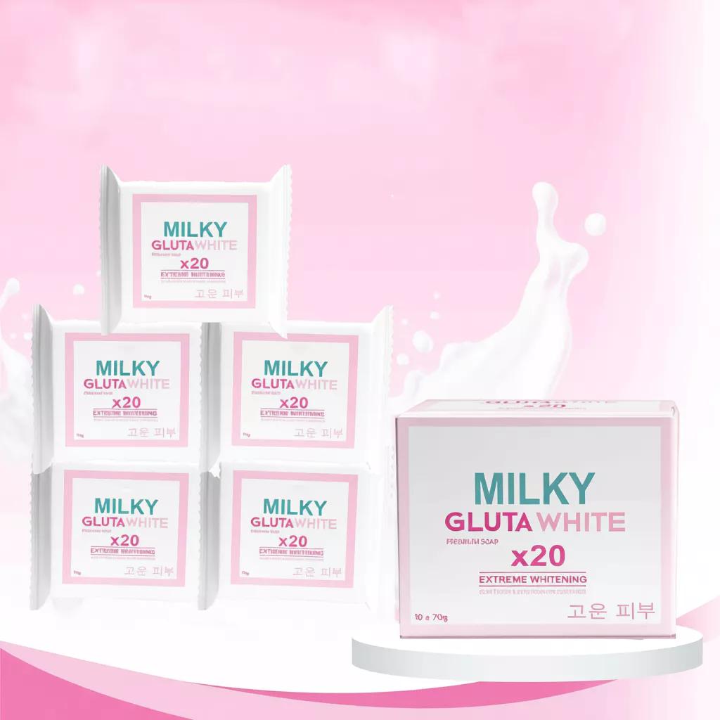 MILKY GLUTA WHITE X 20 EXTREME WHITENING SOAP Para sa Babae, sa Dark Spot, Scars, Pimple NG KEISHA