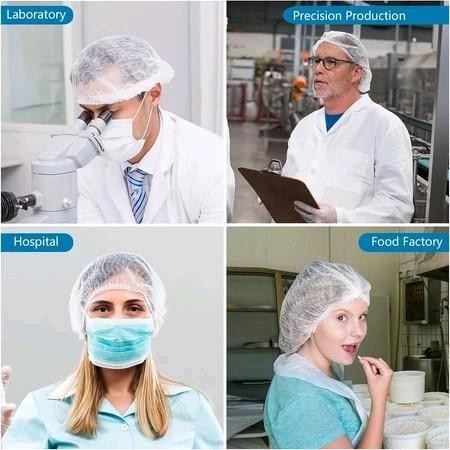 100Pcs Disposable Shower Cap Head Cover Non Woven Cap Surgical Cap Bouffant Cap Hairnet For Cooking