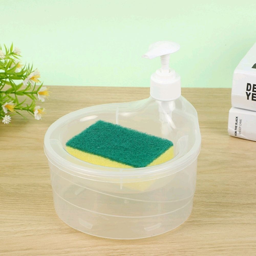【COD】Round Shape Dishwashing Soap Liquid Pump Soap Dispenser (Free Sponge)