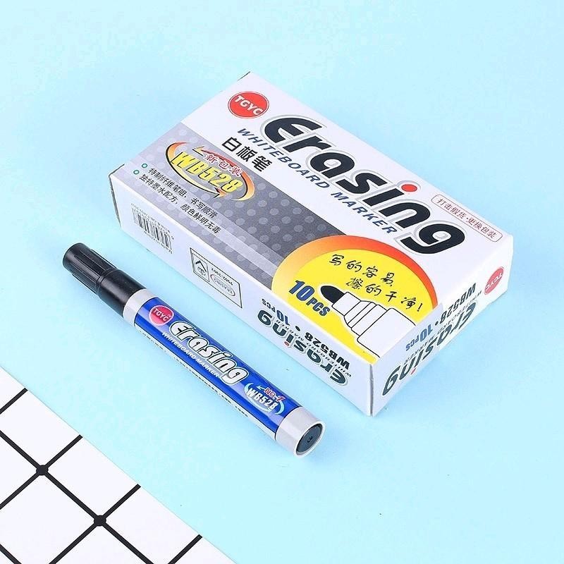 10pcs/1-box Whiteboard Marker Erasing Whiteboard Markers Black Ink Writing