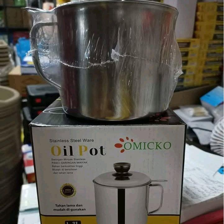 1.3L 304 Stainless Steel Oil Strainer Pot with Lid Filter Cooking Oil Container Bottle Dispenser