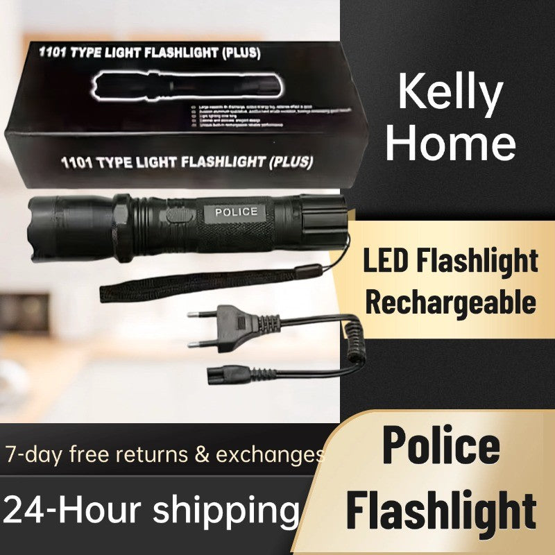 【COD】led flashlight rechargeable waterproof heavy duty zoom super bright flashlight
