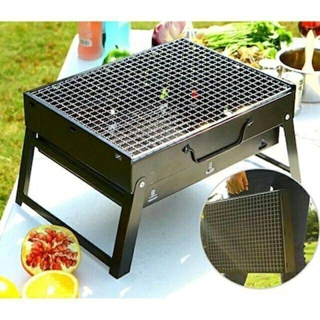 【COD】Barbeque BBQ Grill Portable And Foldable CharcoalStainless Steel black