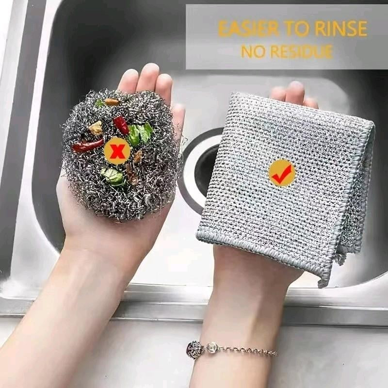 【COD】20/6Pcs Thickened Steel Wire Cleaning Cloth, Anti-oil Non-Scratch Dishcloth, Double-laye