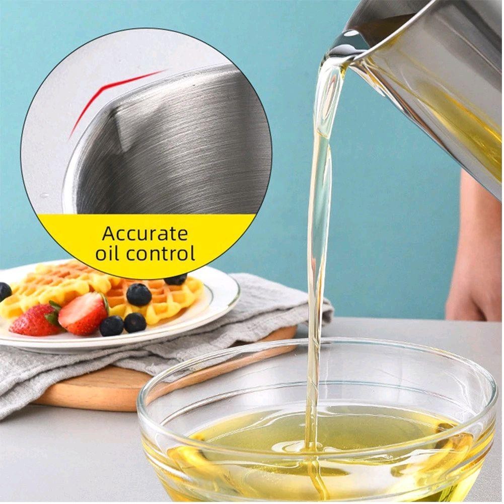 1.3L 304 Stainless Steel Oil Strainer Pot with Lid Filter Cooking Oil Container Bottle Dispenser