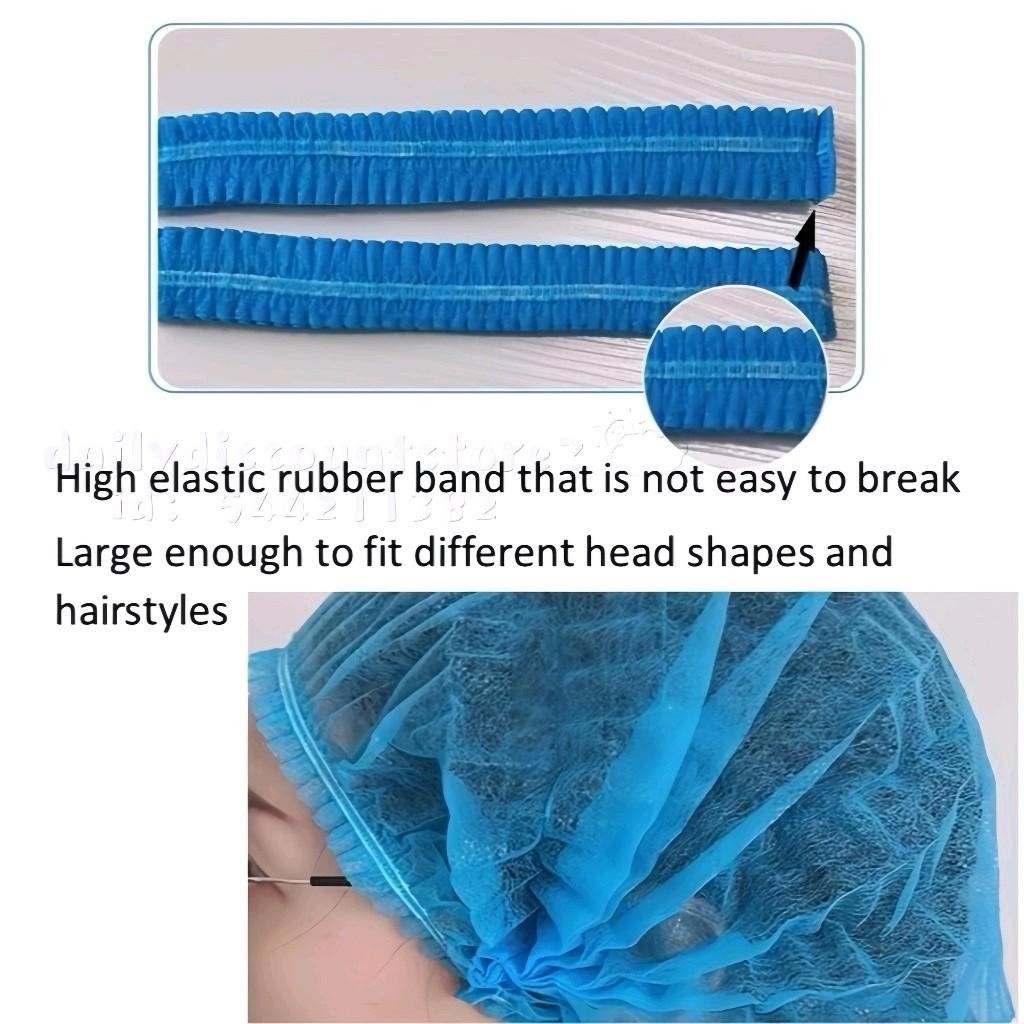 100Pcs Disposable Shower Cap Head Cover Non Woven Cap Surgical Cap Bouffant Cap Hairnet For Cooking