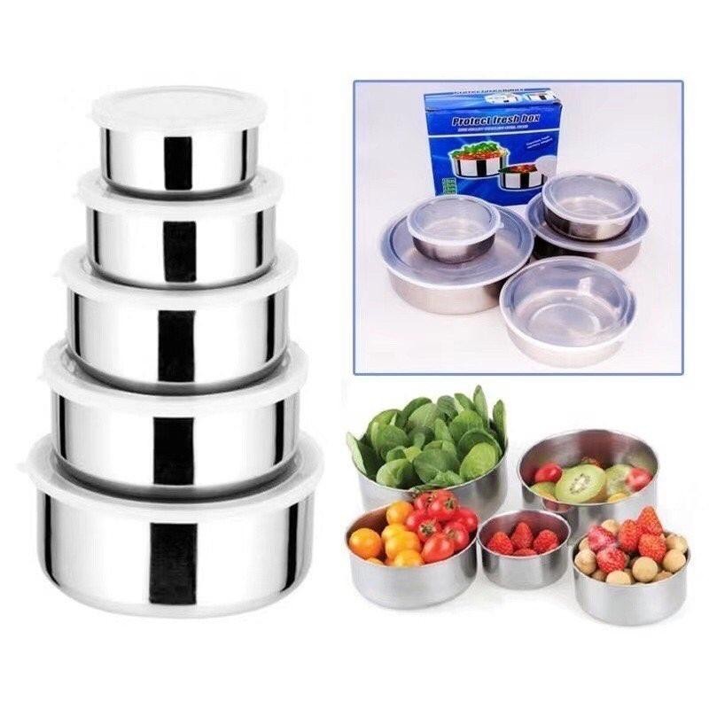 5Pcs-Set Protect Fresh Box 5 Pieces High Quality Stainless Steel Ware Set