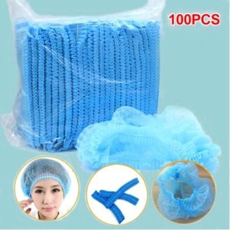 100Pcs Disposable Shower Cap Head Cover Non Woven Cap Surgical Cap Bouffant Cap Hairnet For Cooking