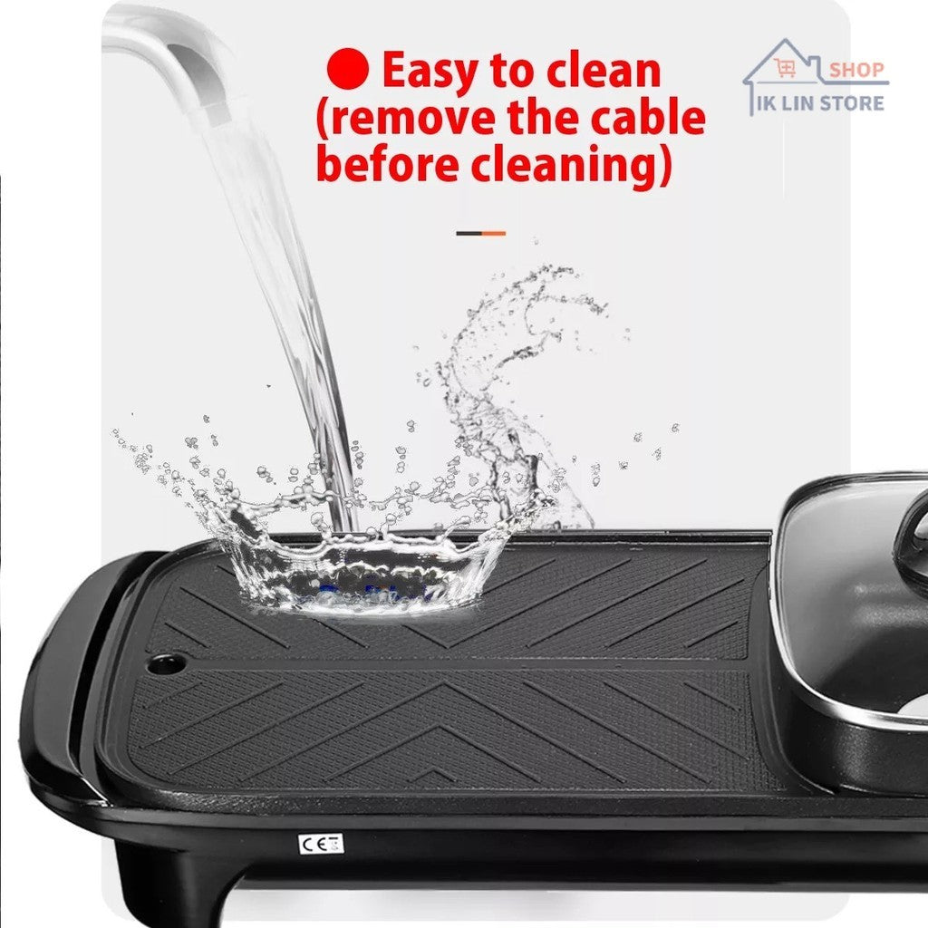 【COD】2 in 1 Electric Hot Pot Grill Electric Barbecue Grill Indoor  Large Capacity Multifunction