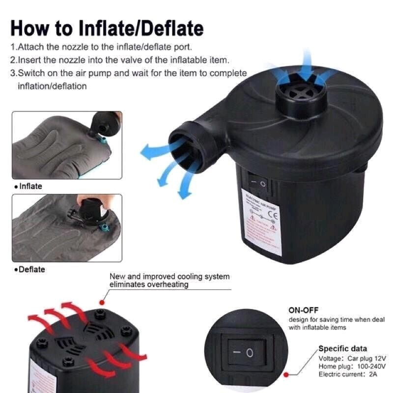 【COD】Electric Air Pump With inflate And Deflate For Air Matress, Swimming Pool