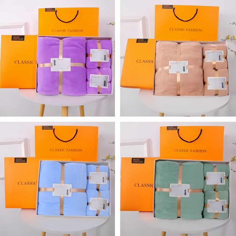 【COD】Gift Towel Set 3 in 1 Bath Towel Microfiber Coral Velvet Water Absorption Towels With Gift Box