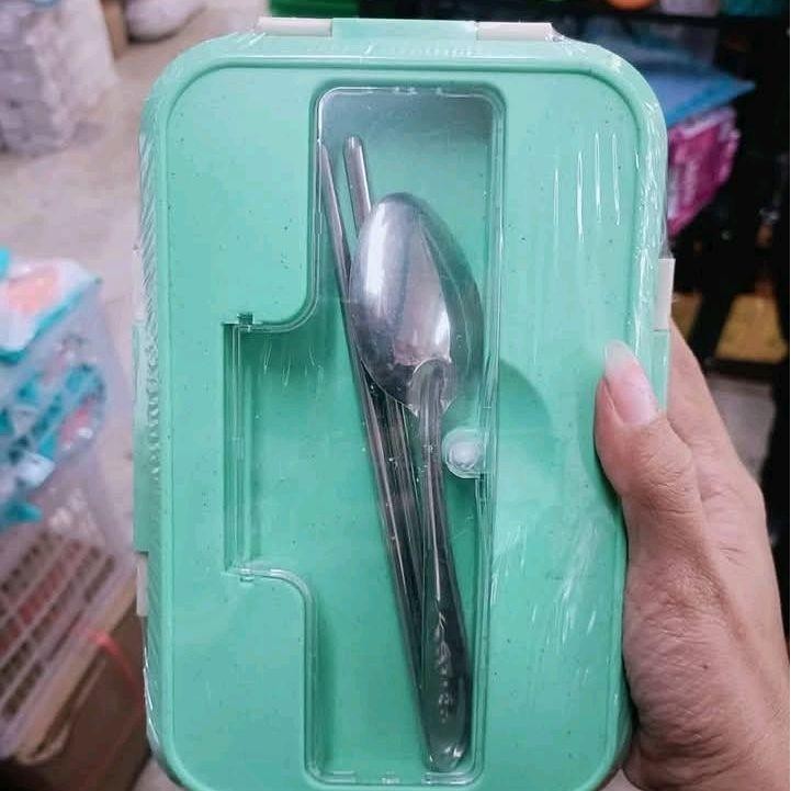 【COD】Wheat Straw Lunch Box Single Layer Student Lunch Box With Utensils