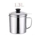 1.3L 304 Stainless Steel Oil Strainer Pot with Lid Filter Cooking Oil Container Bottle Dispenser