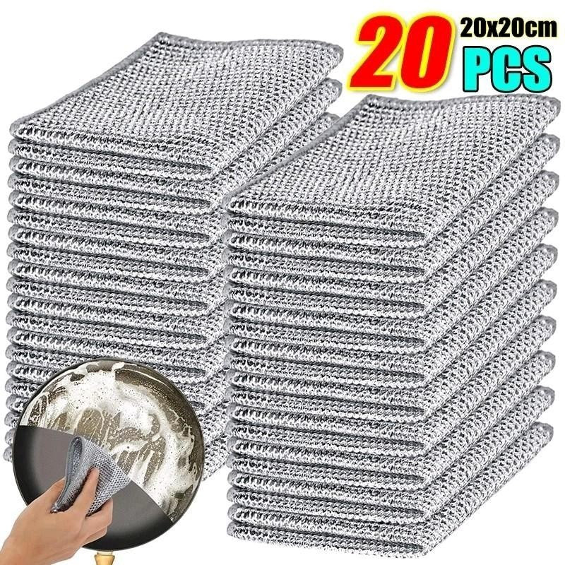 【COD】20/6Pcs Thickened Steel Wire Cleaning Cloth, Anti-oil Non-Scratch Dishcloth, Double-laye