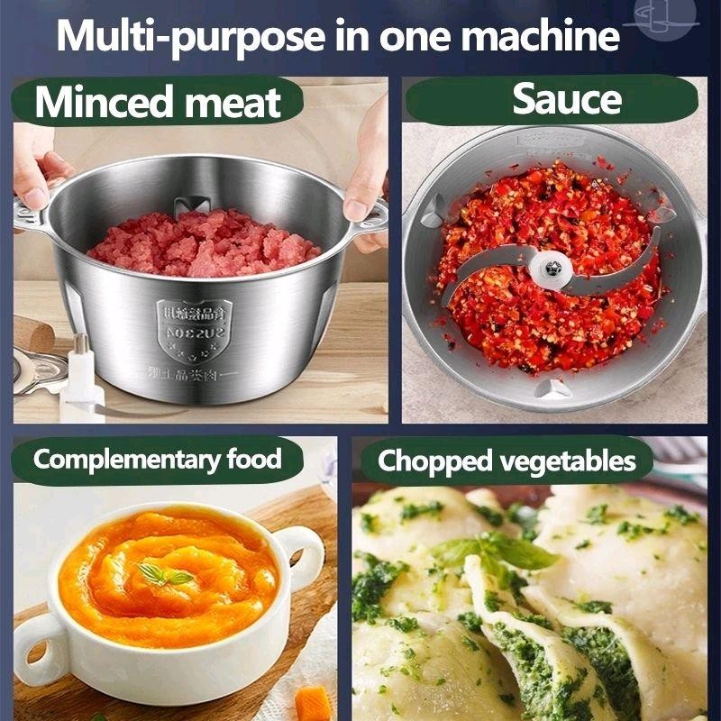 【COD】2L Stainless Steel Electric Meat Grinder Food Processor