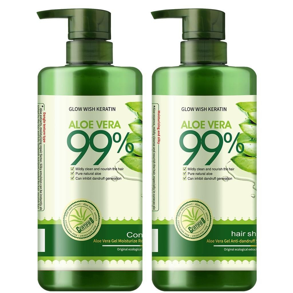 [Buy 1 Take 1] Glow Wish Keratin  99% Aloe Vera Gel Hair Shampoo 800ml & Hair Conditioner 700ml
