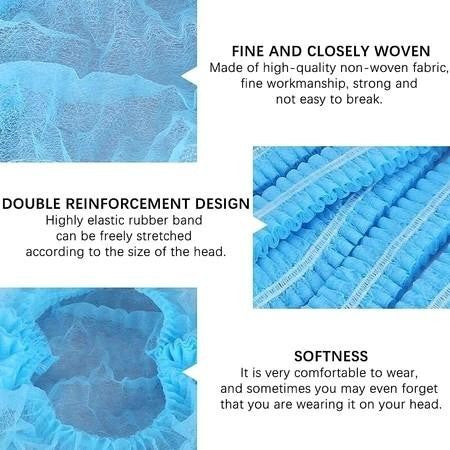 100Pcs Disposable Shower Cap Head Cover Non Woven Cap Surgical Cap Bouffant Cap Hairnet For Cooking