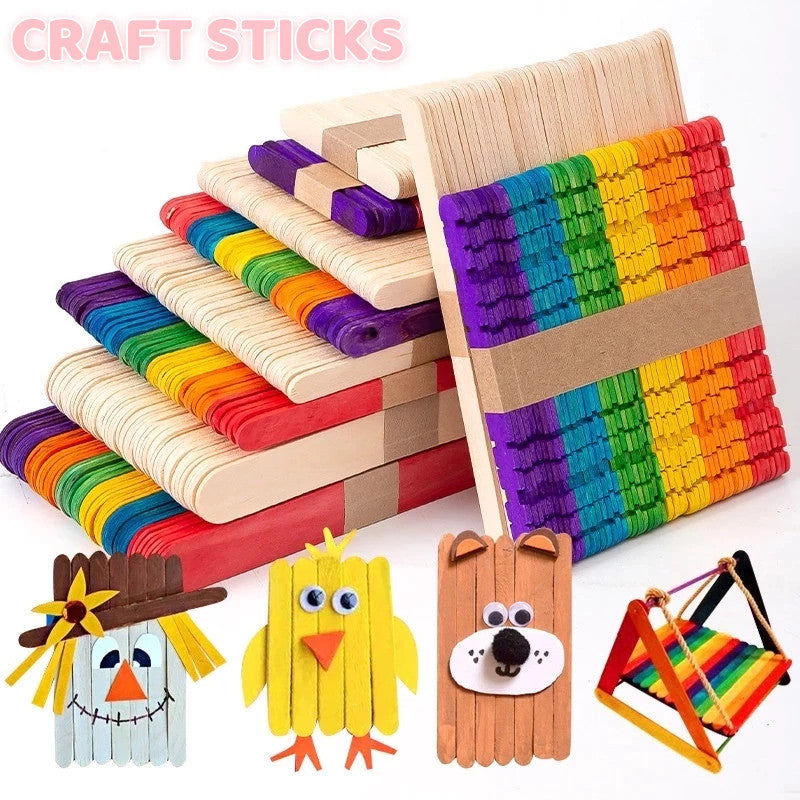 Wooden Popsicle Stick Stationary For DIY Crafts Ice Cream Sticks Arts And Crafts 50pcs per pack