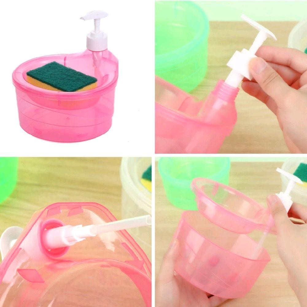 【COD】Round Shape Dishwashing Soap Liquid Pump Soap Dispenser (Free Sponge)