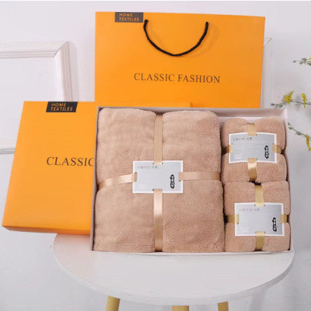 【COD】Gift Towel Set 3 in 1 Bath Towel Microfiber Coral Velvet Water Absorption Towels With Gift Box