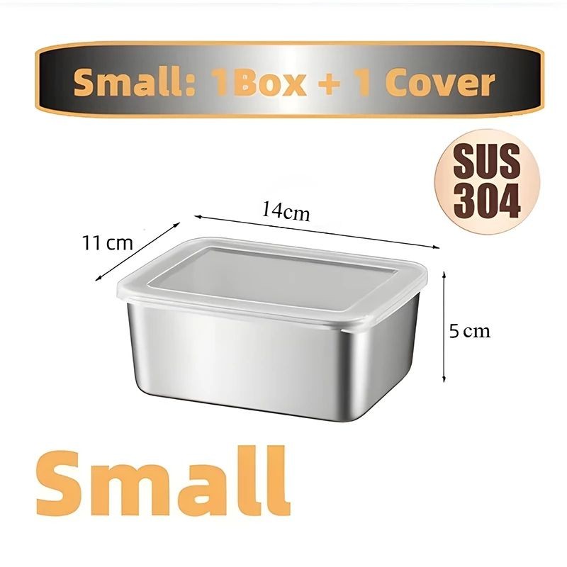 304 Stainless steel Food Container Box Storage Food with Lid Picnic Box Fresh-keep Vacuum Fruit Box