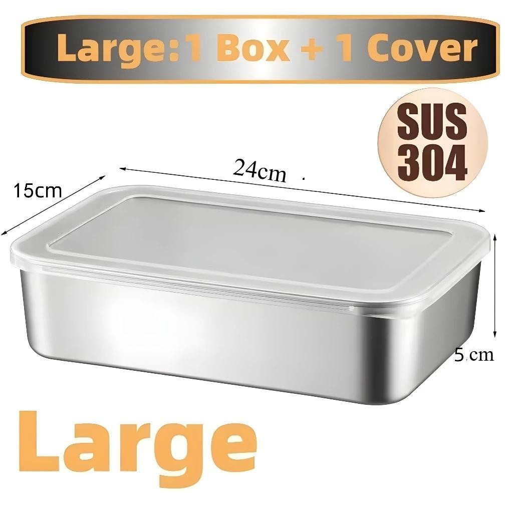 304 Stainless steel Food Container Box Storage Food with Lid Picnic Box Fresh-keep Vacuum Fruit Box