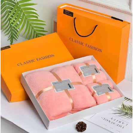BUY 1 TAKE 1 Bath Towel Set Water-absorbent Wash Face Coral Velvet Towel Companion Gift Boxed Set