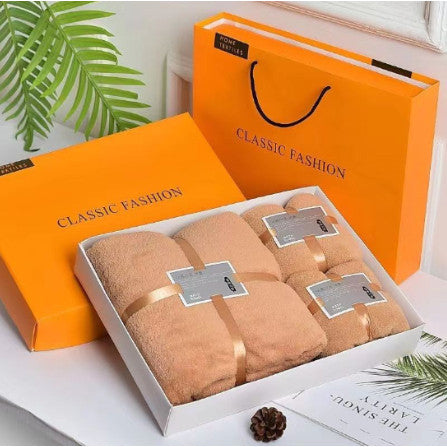 BUY 1 TAKE 1 Bath Towel Set Water-absorbent Wash Face Coral Velvet Towel Companion Gift Boxed Set