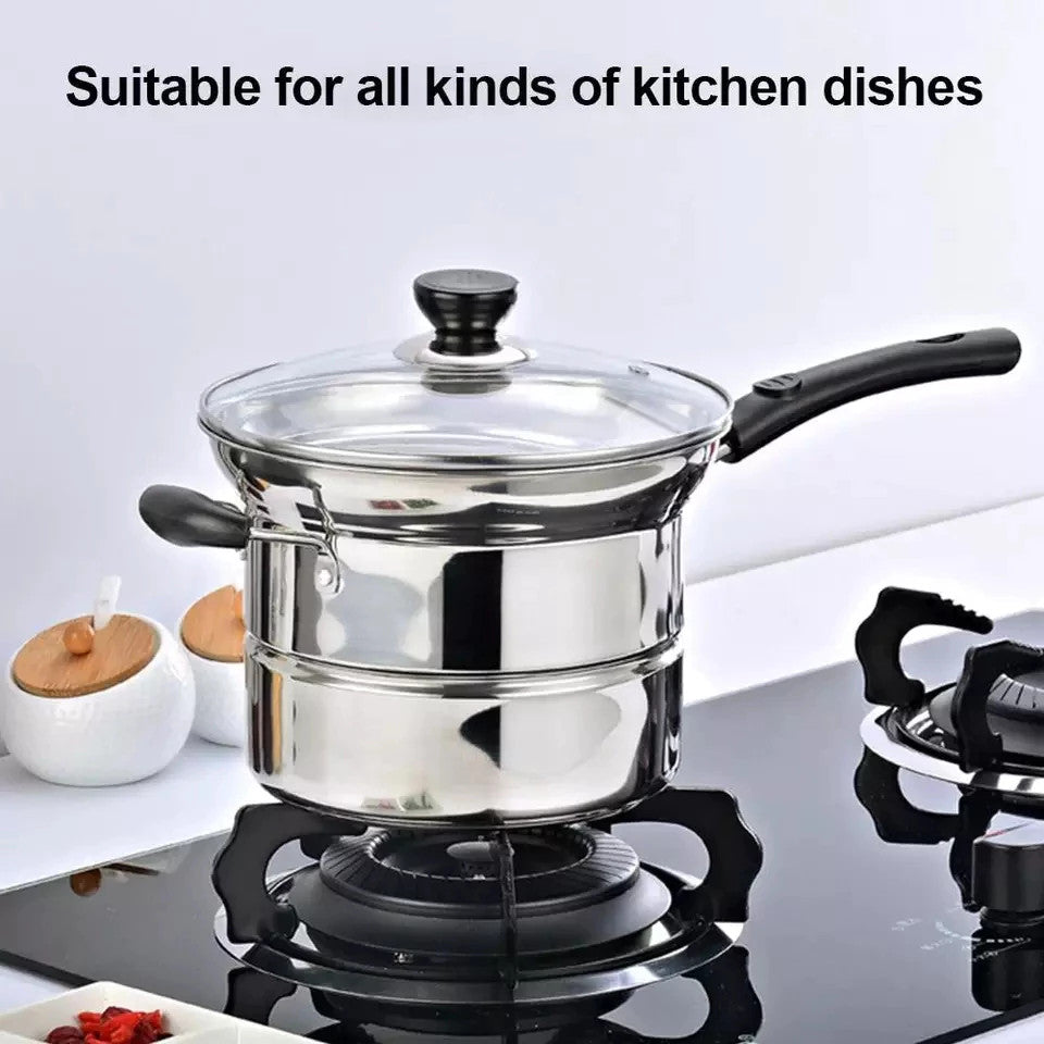 【COD】Connox Stainless Steel 3-in-1 Cooking Pot with Glass Lid for Boiling, Steaming, and Frying