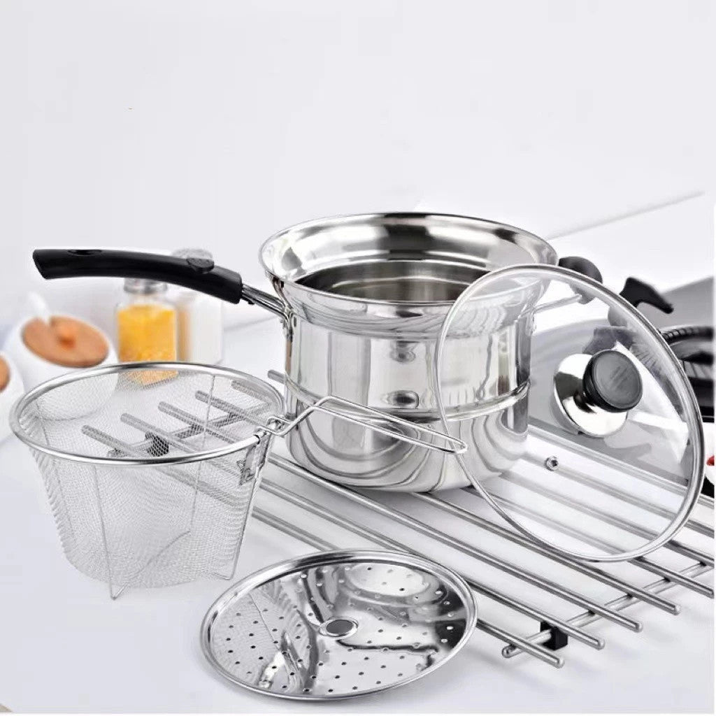 【COD】Connox Stainless Steel 3-in-1 Cooking Pot with Glass Lid for Boiling, Steaming, and Frying